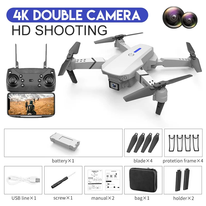 E88 probigent dobrável drone s - Drone Camera 4K avaliação e preço